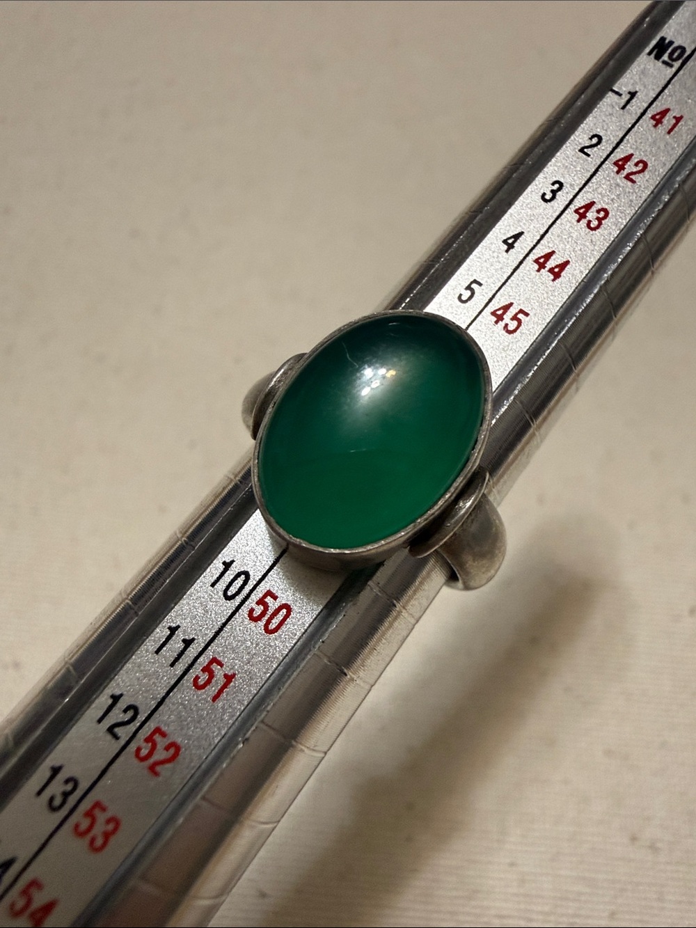 Sterling Silver 925 Light Green Oval Chalcedony Ring size 4.5 Statement Ring
